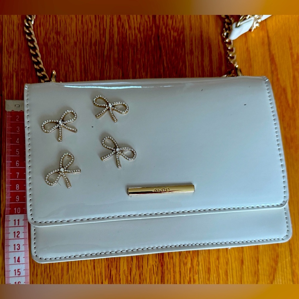New Aldo Ivory color Crossbody Bag Purse With Bows